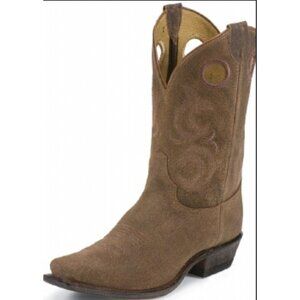 Justin Bent Rail BR611 Men’s Cowboy Boots 10.5D Madera Gaucho Suede Square Toe W